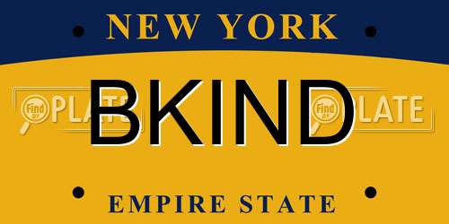 BKIND New York License Plate