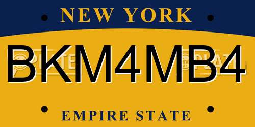 BKM4MB4 New York License Plate