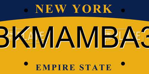 BKMAMBA3 New York License Plate