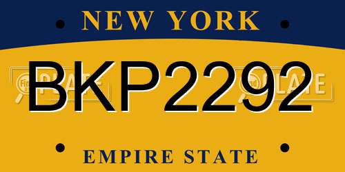 BKP2292 New York License Plate