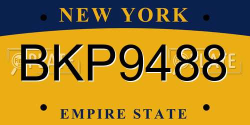 BKP9488 New York License Plate
