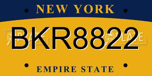 BKR8822 New York License Plate