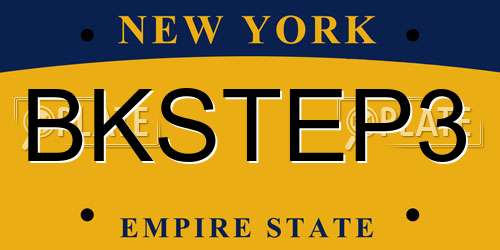 BKSTEP3 New York License Plate