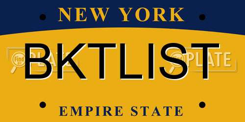 BKTLIST New York License Plate