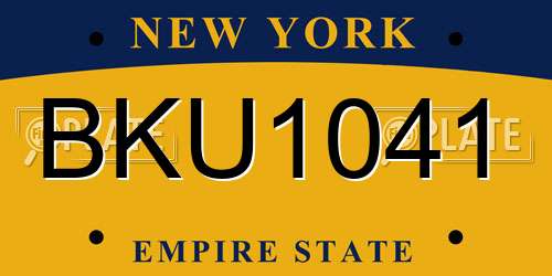 BKU1041 New York License Plate