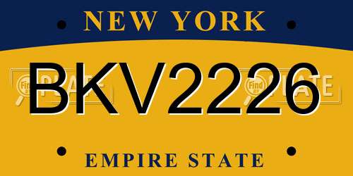 BKV2226 New York License Plate