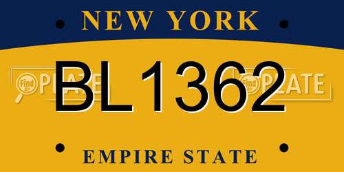 BL1362 New York License Plate
