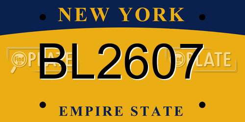 BL2607 New York License Plate