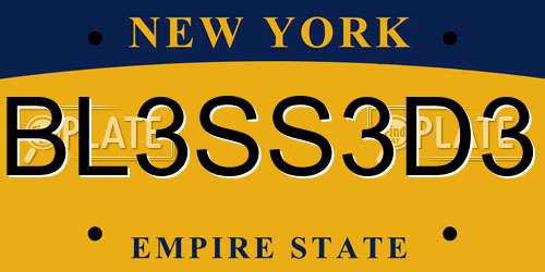 BL3SS3D3 New York License Plate