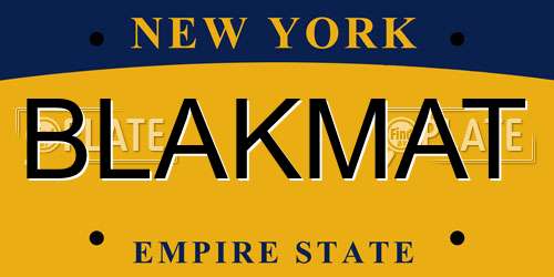BLAKMAT New York License Plate