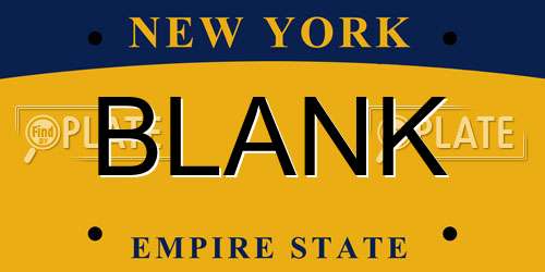BLANK New York License Plate