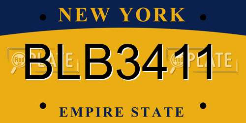 BLB3411 New York License Plate