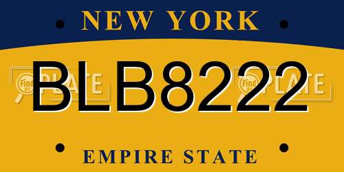 BLB8222 New York License Plate