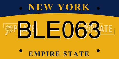 BLE063 New York License Plate