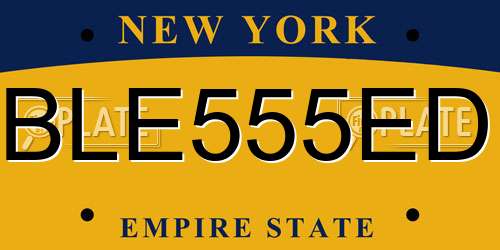 BLE555ED New York License Plate