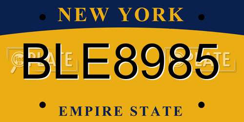 BLE8985 New York License Plate