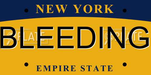 BLEEDING New York License Plate
