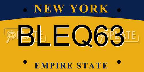 BLEQ63 New York License Plate