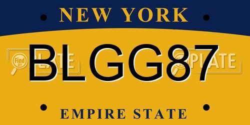 BLGG87 New York License Plate