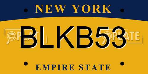 BLKB53 New York License Plate