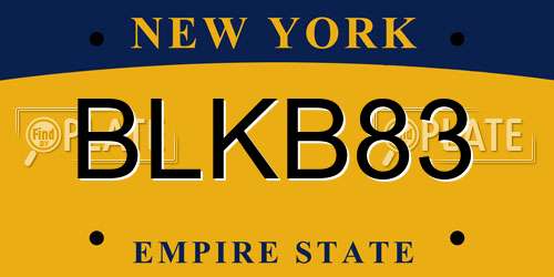 BLKB83 New York License Plate