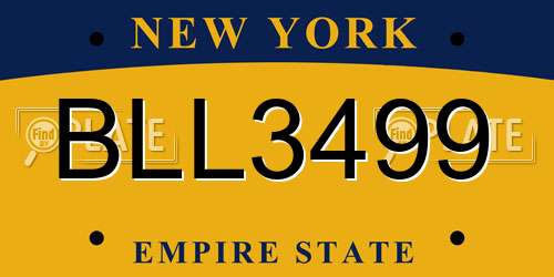 BLL3499 New York License Plate