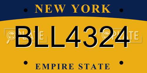 BLL4324 New York License Plate