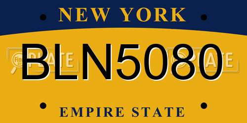 BLN5080 New York License Plate