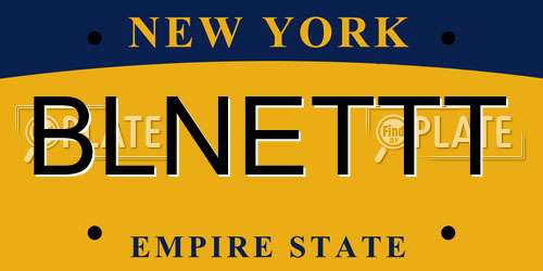 BLNETTT New York License Plate