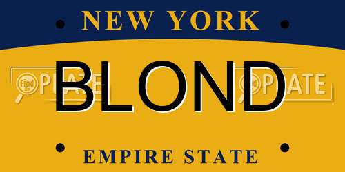 BLOND New York License Plate