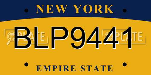 BLP9441 New York License Plate