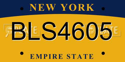 BLS4605 New York License Plate