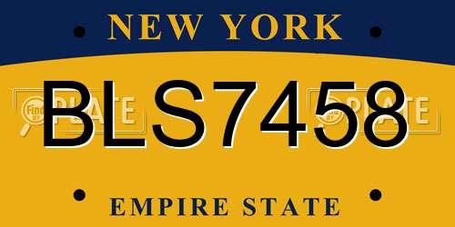 BLS7458 New York License Plate