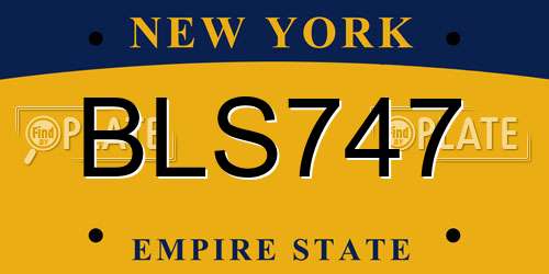 BLS747 New York License Plate