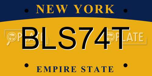 BLS74T New York License Plate