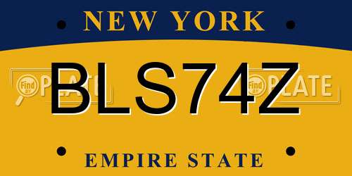 BLS74Z New York License Plate