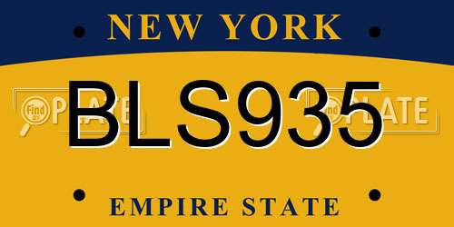 BLS935 New York License Plate