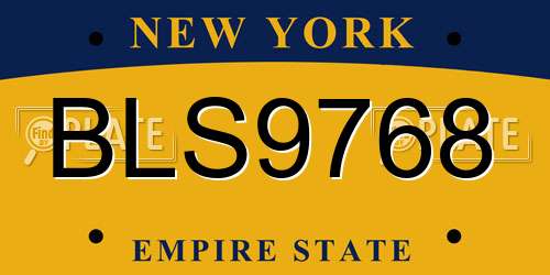BLS9768 New York License Plate