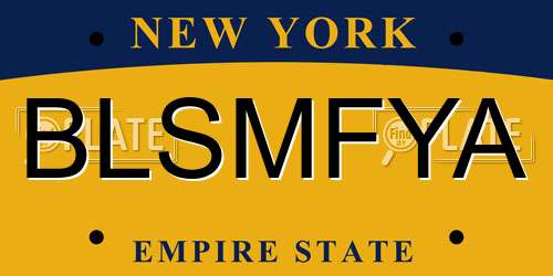 BLSMFYA New York License Plate
