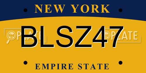 BLSZ47 New York License Plate