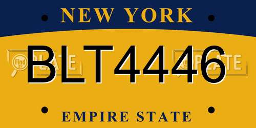 BLT4446 New York License Plate