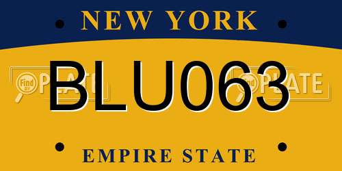 BLU063 New York License Plate