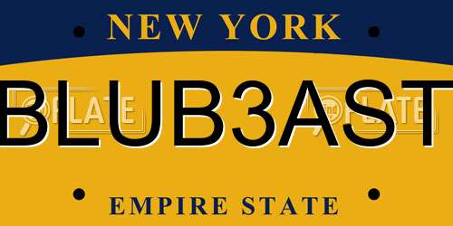 BLUB3AST New York License Plate