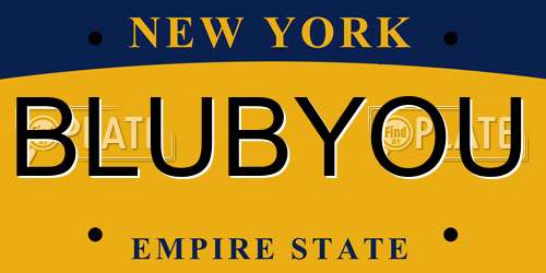 BLUBYOU New York License Plate