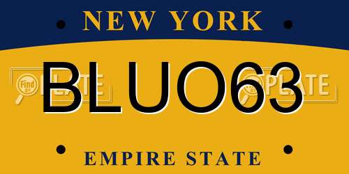 BLUO63 New York License Plate
