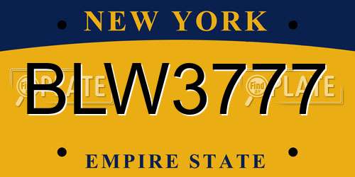 BLW3777 New York License Plate