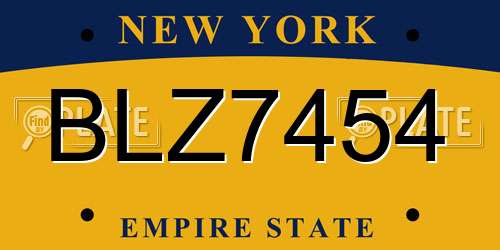 BLZ7454 New York License Plate