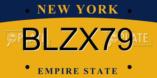 BLZX79 New York License Plate