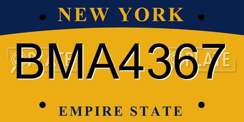 BMA4367 New York License Plate