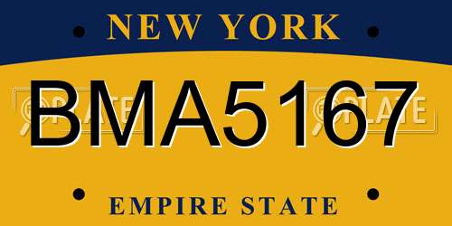 BMA5167 New York License Plate
